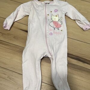 Gerber Pink and White Footie One Piece with Whimsical Animal Design